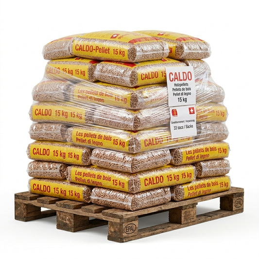 CALDO Holzpellets 1'080 kg (Grosse Palette – 72 Säcke) – ENplus A1